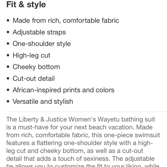 Liberty & Justice One Shoulder High
Leg Cheeky Cut Out One Piece Swimsuit NWT S - Picture 6 of 9